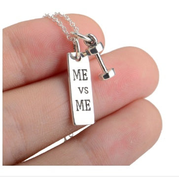 925 Sterling Silver ME vs ME  Dumbbell Necklace