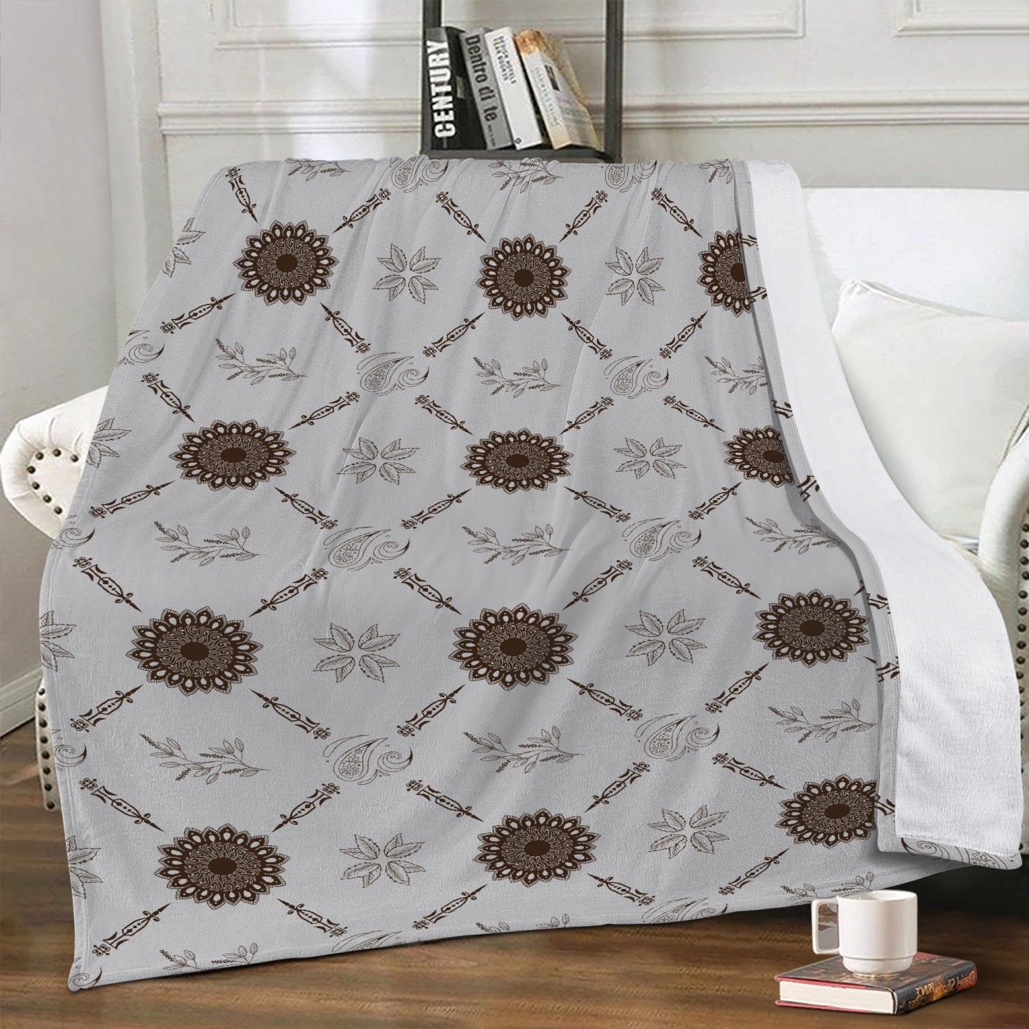 Posh Poverty Sunburst & Arrow Throw Blanket - Gray/Brown