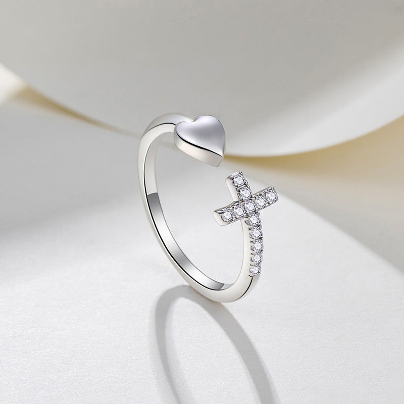 Cross Ring Female Heart-shaped Simple Tanabata Ring