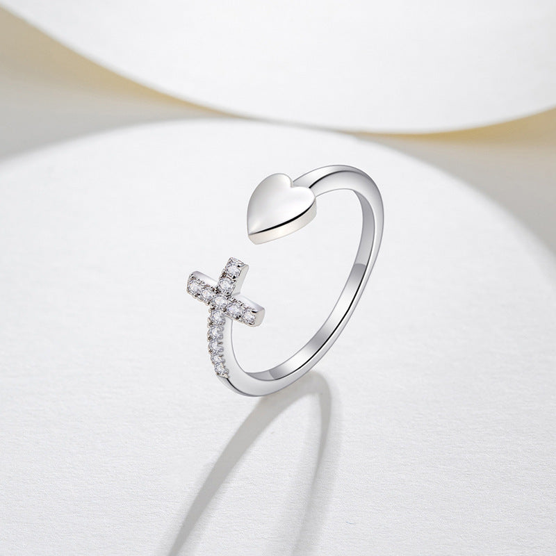 Cross Ring Female Heart-shaped Simple Tanabata Ring