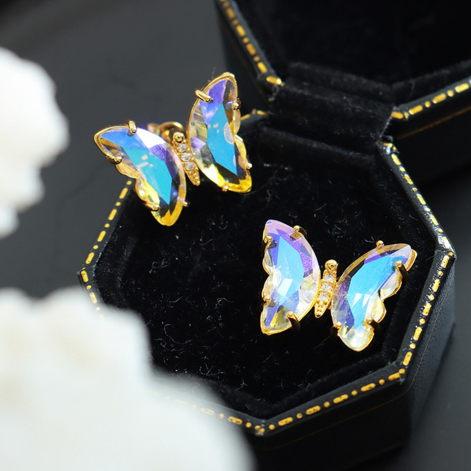 Gold-Plated Butterfly Stud Earrings