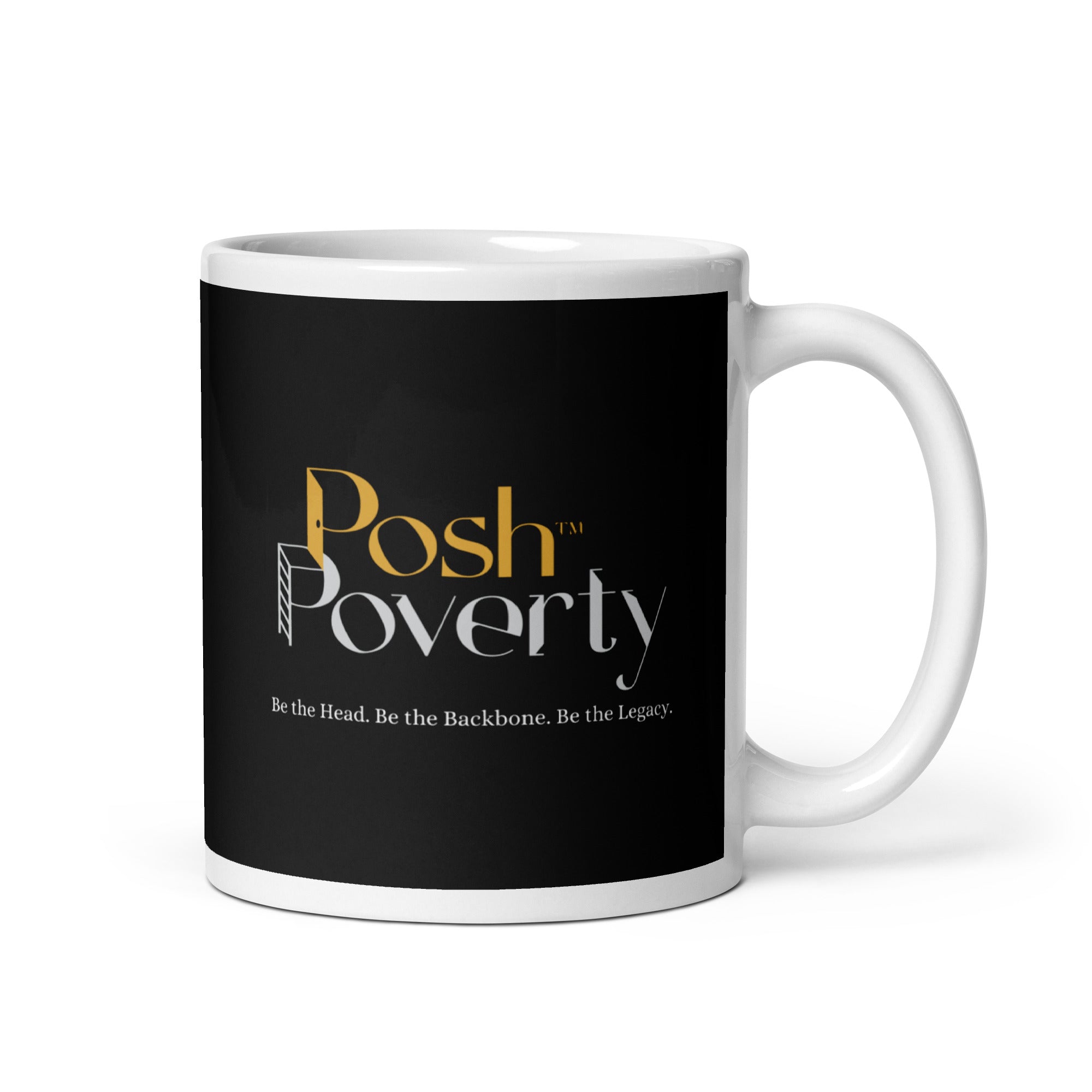 Posh Poverty Black Glossy Mug