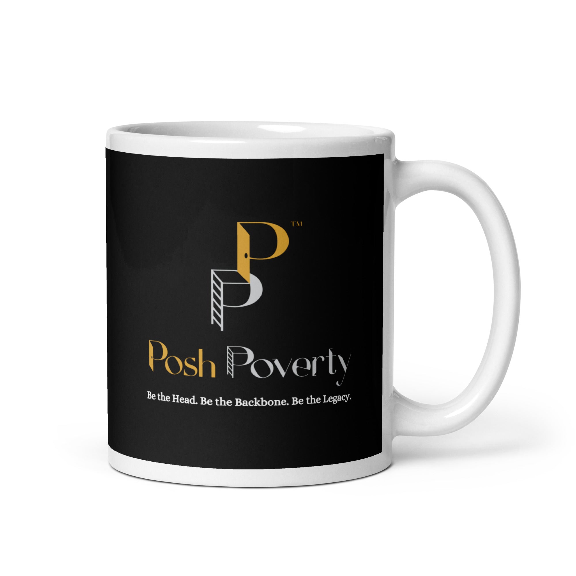 Posh Poverty Black Glossy Mug