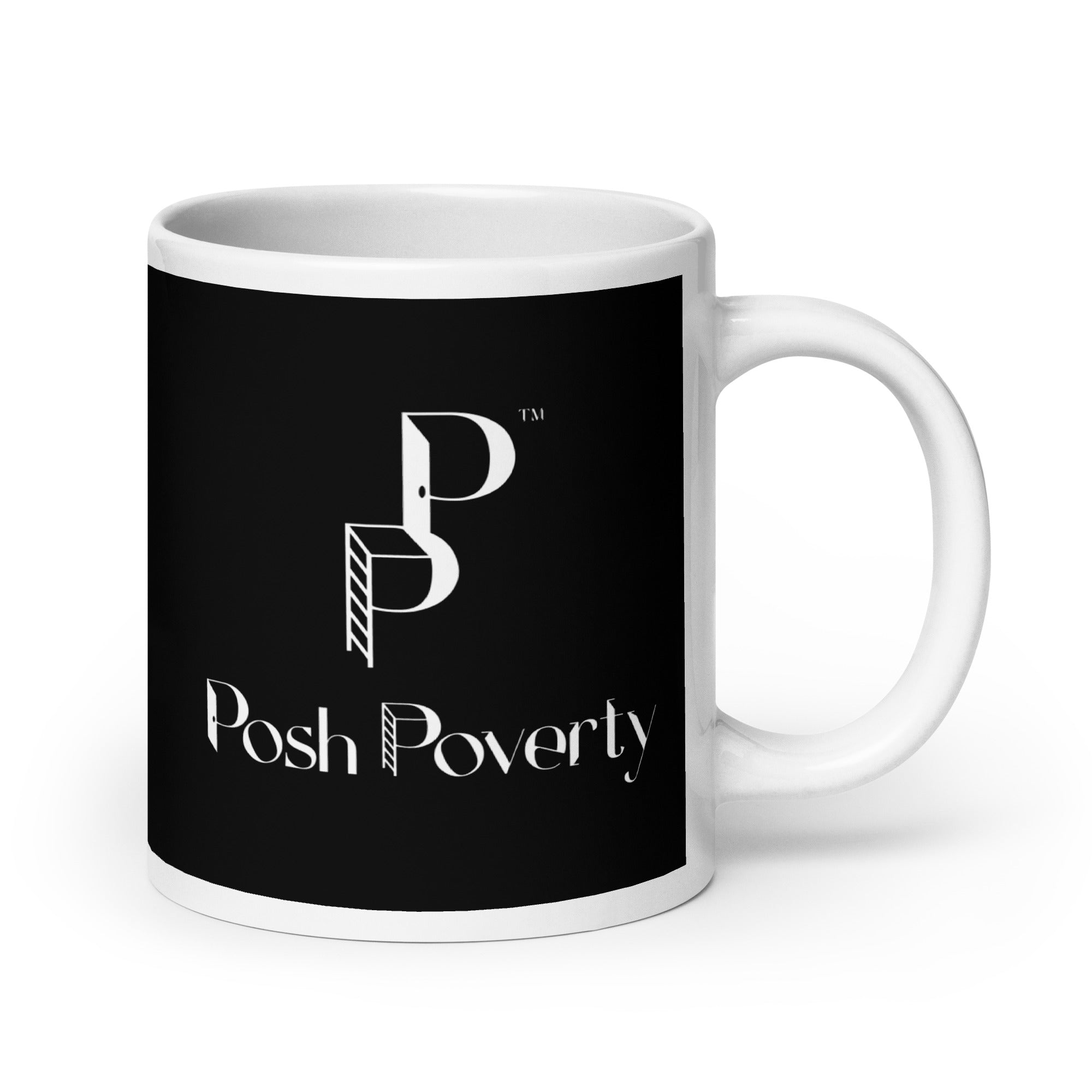 Posh Poverty Black Glossy Mug